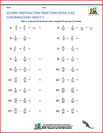 adding and subtracting like fractions