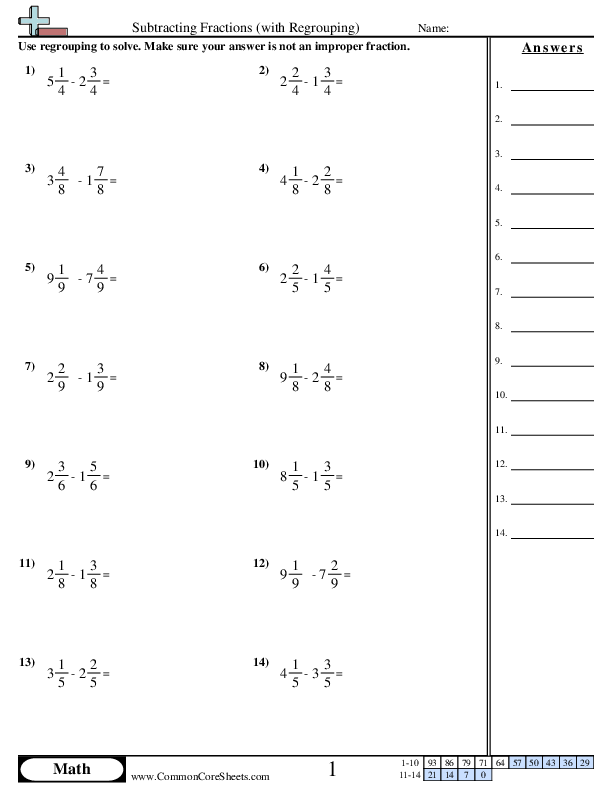 adding and subtracting mixed number worksheet 5th grade 10 7a