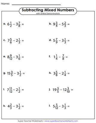 adding and subtracting mixed numbers worksheet pdf