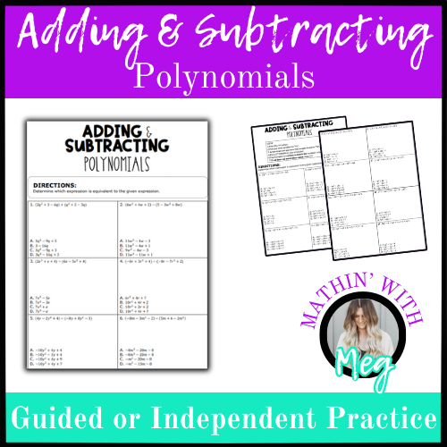 adding and subtracting polynomials worksheet answers algebra 1