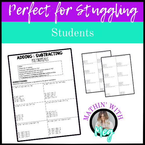 Adding and Subtracting Polynomials Coloring Activity | Adding and ...