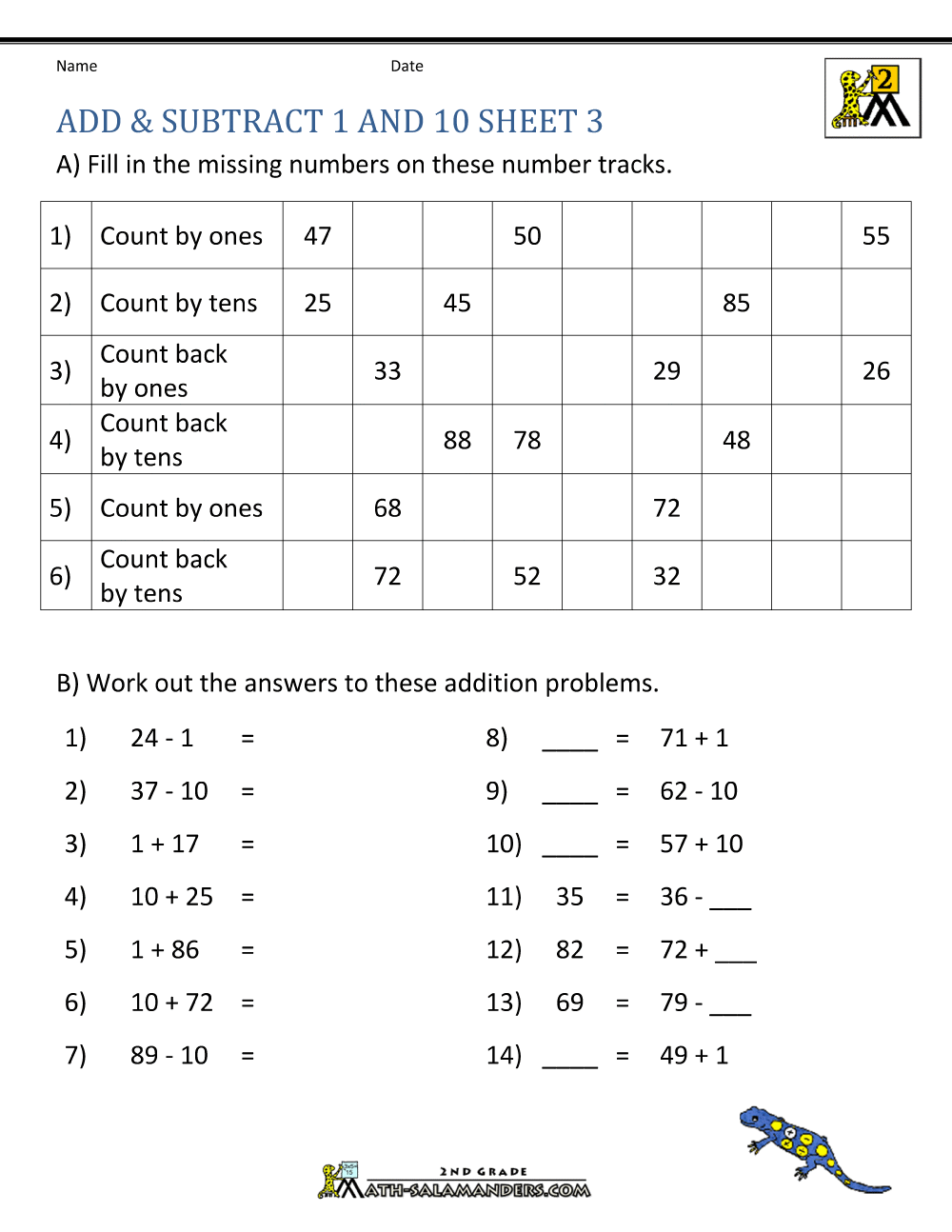 Printable Addition and Subtraction Worksheets