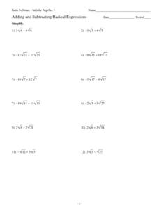 adding and subtracting radical expressions worksheet answers