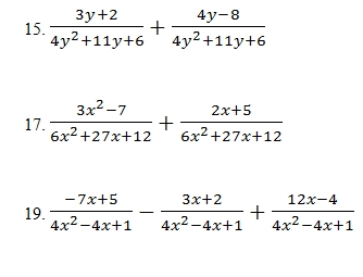 Adding and Subtracting Rational Expressions Worksheet (pdf) with ...