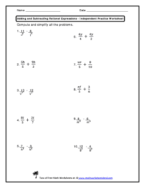 Adding And Subtracting Rational Numbers Worksheet Pdf - Fill ...