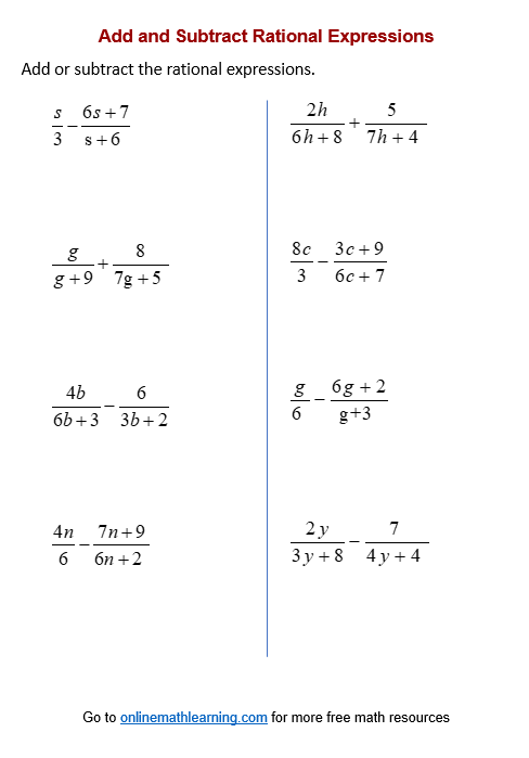 adding and subtracting rational expressions