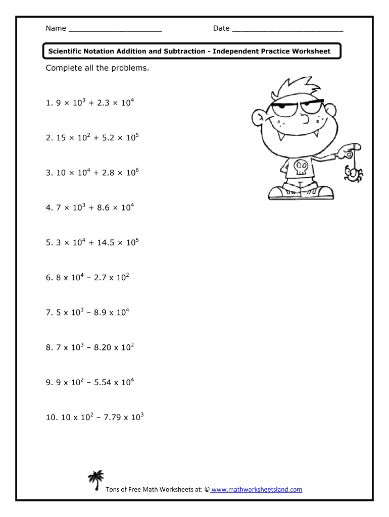 Adding and subtracting scientific notation worksheet: Fill out ...