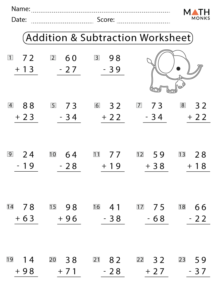 adding and subtracting sheets