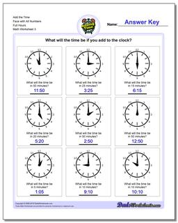 Telling Analog Time: Simple Time Addition