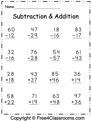 Addition/Subtraction Mixed Archives FREE and No Login ...