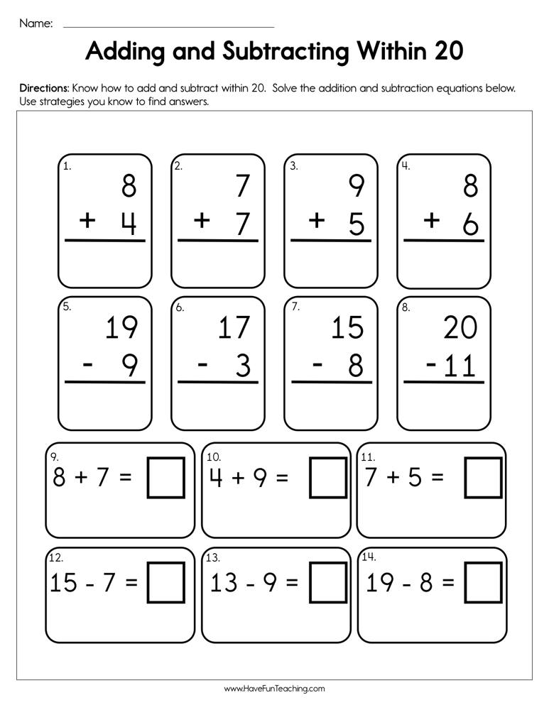 adding and subtracting worksheet 11 7