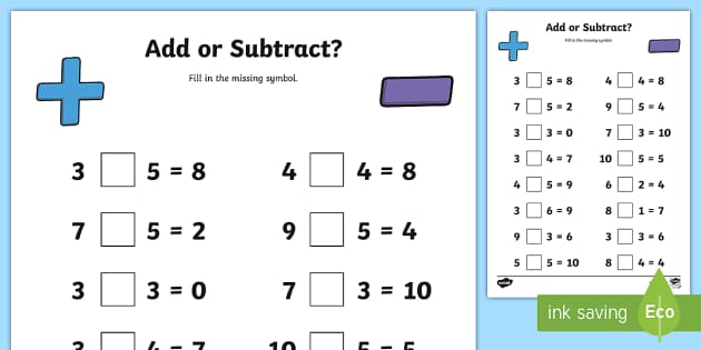 Addition and Subtraction Worksheet (teacher made) - Twinkl