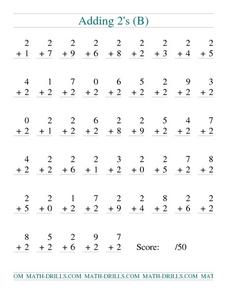 Adding 2s (B) Worksheet for 1st - 2nd Grade | Lesson Planet
