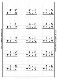 Decimal Addition / FREE Printable Worksheets - Worksheetfun