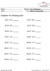 Numeracy: Ordering decimals | Worksheet | PrimaryLeap.co.uk