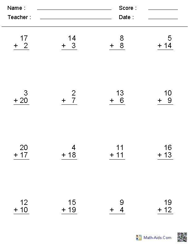 Addition Worksheets | Dynamically Created Addition Worksheets