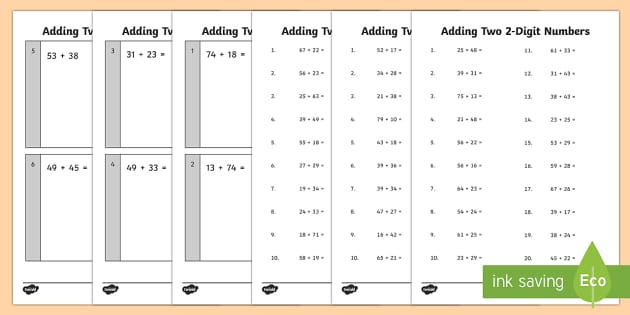 Two-Digit Addition Questions and Answers | Primary Resources