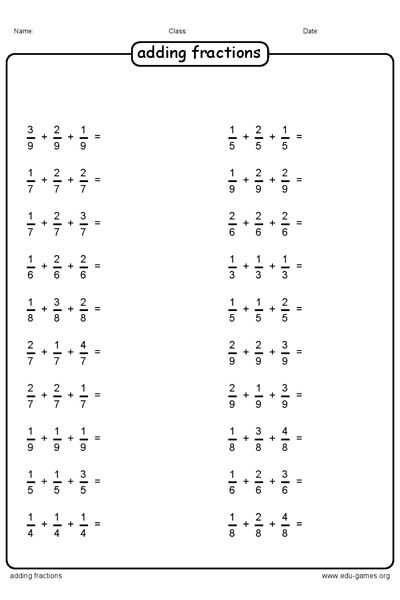 Adding Fractions Worksheets - Free Printable PDF - Worksheets Library