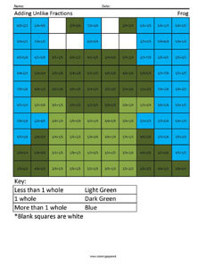 adding fractions coloring worksheet