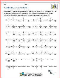 adding fractions different denominators worksheet