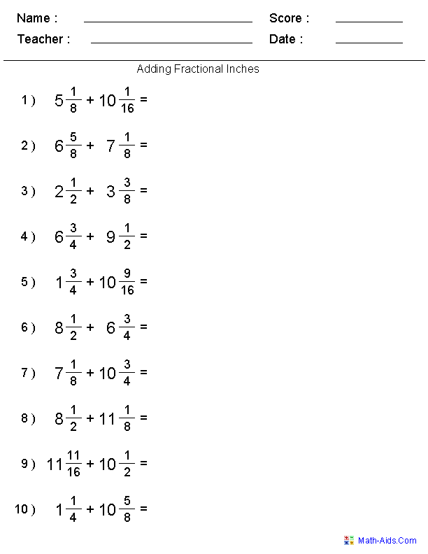 Fractions Worksheets | Printable Fractions Worksheets for Teachers