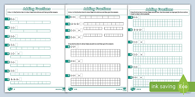 Adding Fractions Worksheets - Teaching Resources - Twinkl