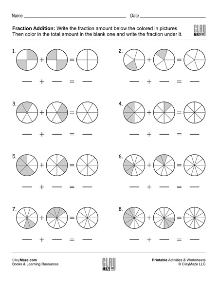 adding fractions same denominator worksheet