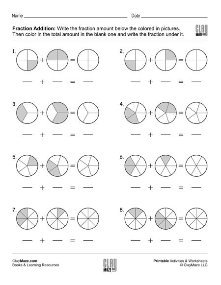 adding fractions same denominator worksheet