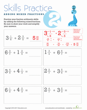 adding fractions unlike denominators worksheet answer keys