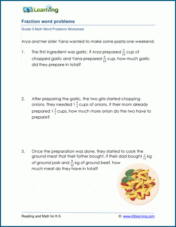 Add &  Subtract Fractions Word Problems | Worsheets library