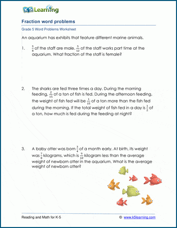 Add &  subtract fractions word problems worksheets | Worsheets library