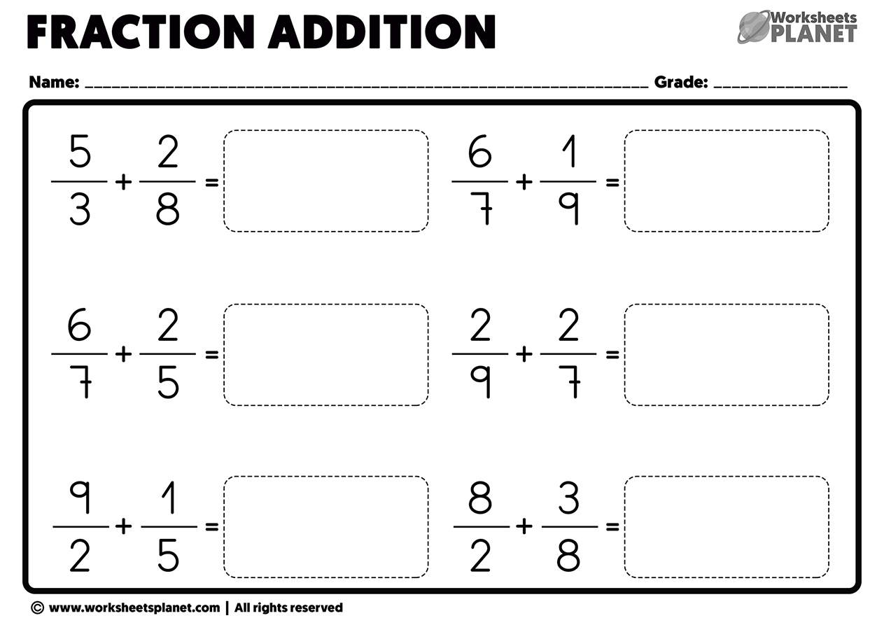 adding fractions worksheet free
