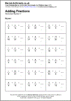Adding Fractions Worksheets - Free Printable PDF