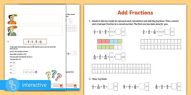 ? Y5 Supports White Rose: Adding Fractions Worksheets