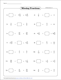 Adding Fractions Worksheets