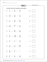 Adding Fractions Worksheets