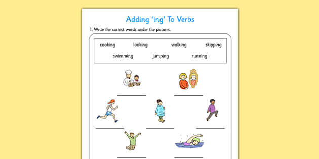 Present Continuous - Adding -ing to Verbs Activity - ESL Grammar ...