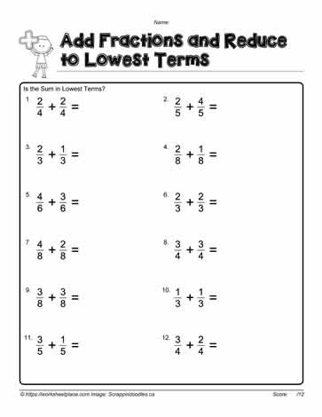 adding like denominators worksheet