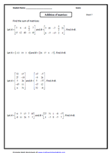 adding matrices worksheet