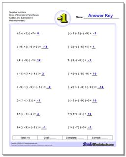 adding negative integers worksheet