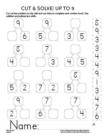Cut &  Solve - Number Bonds #5  