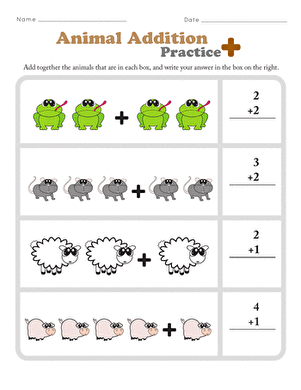 Animal Addition Practice | Worksheet 