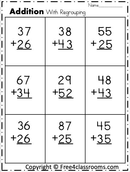Free Addition Practice Worksheet - 2 Digit - With Regrouping - Free ...