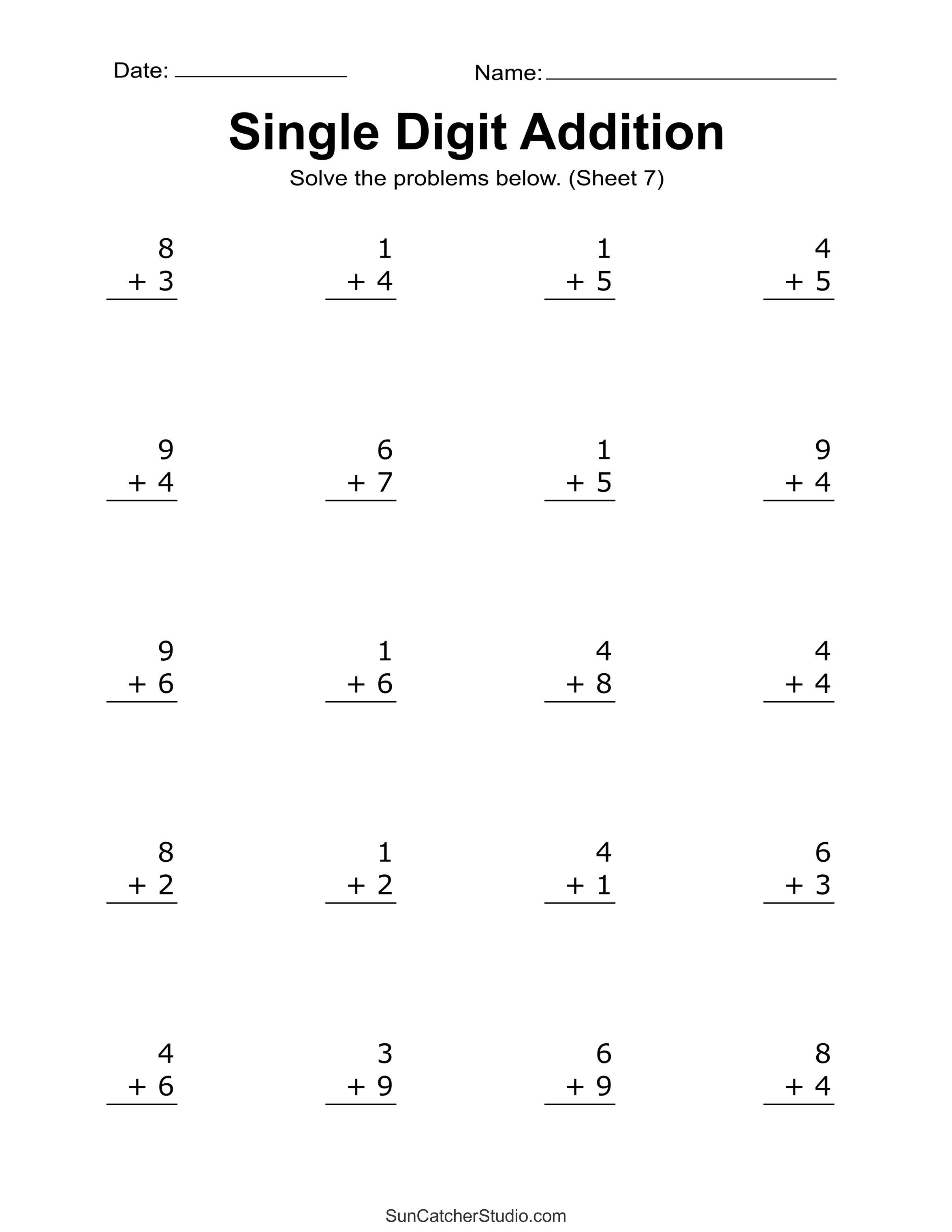 Addition Worksheets (Free Printable Easy Math Problems) - DIY ...