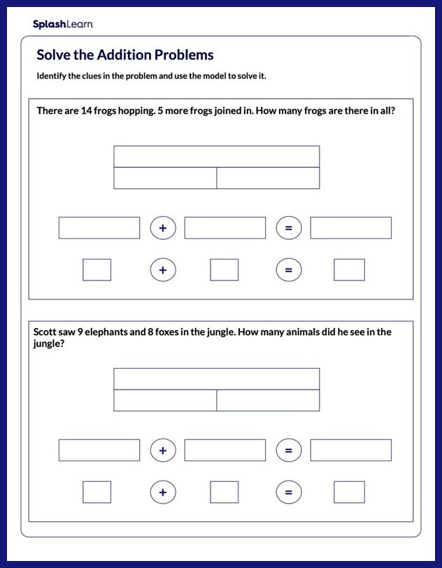 Solve Addition Word Problems - Math Worksheets - SplashLearn