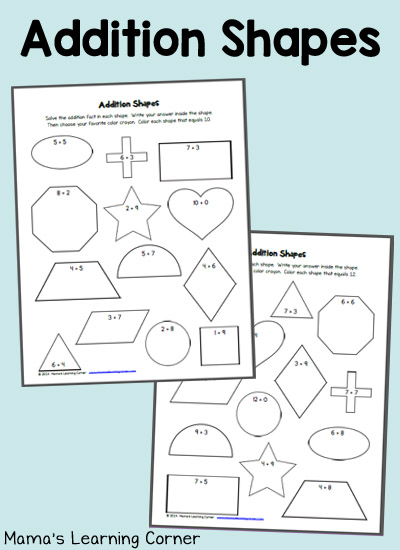 Addition Shapes Free Worksheet - Mamas Learning Corner