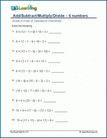 adding subtracting multiplying and dividing fractions worksheet