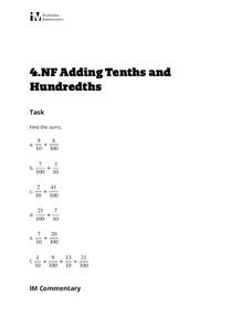 Adding Tenths and Hundredths Lesson Plan for 3rd - 5th Grade ...