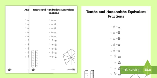 adding tenths and hundredths fractions worksheet