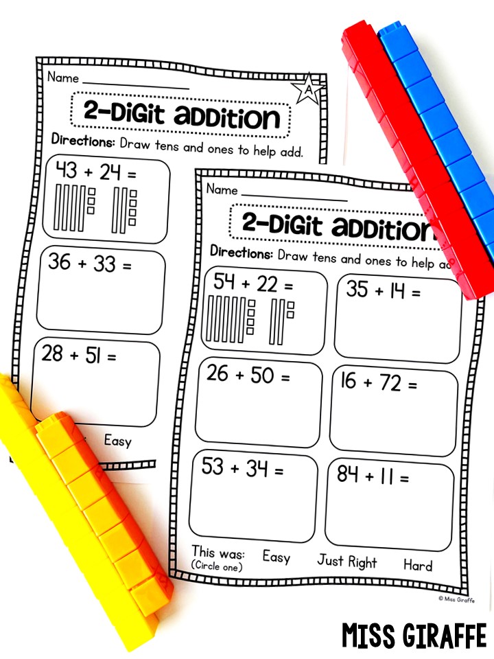 Miss Giraffes Class: 2 Digit Addition and Subtraction Without ...